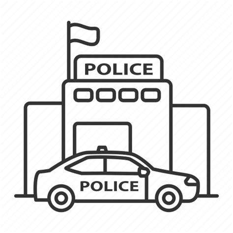 Building, car, department, police, policeman, station, vehicle icon