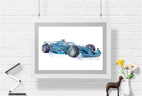 Formula 1 wall art Race Car Art Automotive Decor Watercolor | Etsy