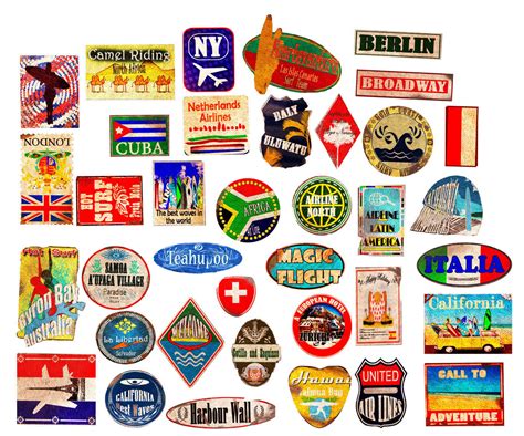 Luggage stickers suitcase patches retro style vinyl decal vintage travel labels