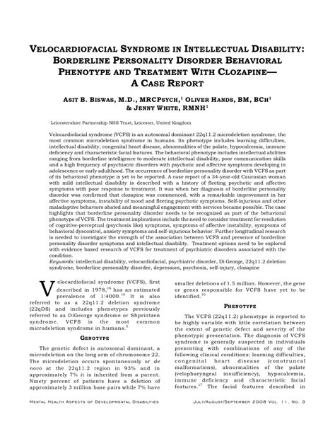 (PDF) Velocardiofacial syndrome in intellectual disability: Borderline ...