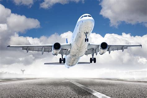 Takeoff plane in airport stock photo. Image of cockpit - 36265238