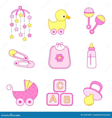 Baby girl accessories stock vector. Illustration of element - 12531649