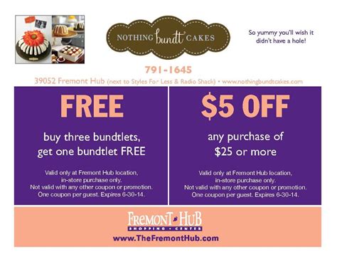 Nothing Bundt Cakes Coupons Printable