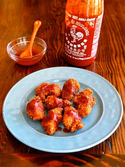 Smoky Panko Schnitzel Bites with Honey Sriracha Sauce