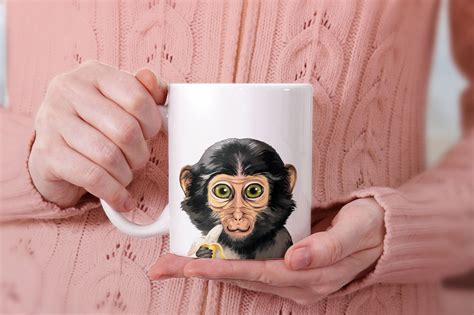 Monkey Coffee Drink Mug Portrait Ideal Gift for Pet Owners | Etsy