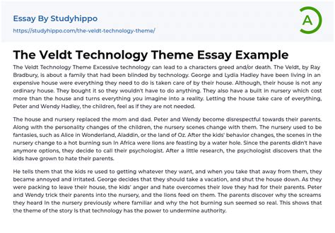 The Veldt Technology Theme Essay Example | StudyHippo.com