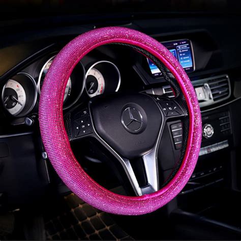 Bling Bedazzled Steering Wheel Cover with Rhinestones - Hot pink NEW C – Carsoda