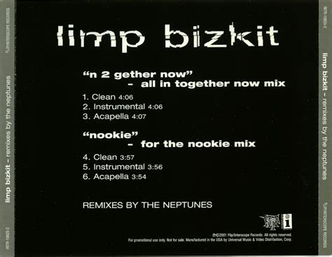 POP 'TIL YOU PUKE!: Limp Bizkit - N 2 Gether Now & Nookie - (Neptunes Remixes) - (Promo CD ...