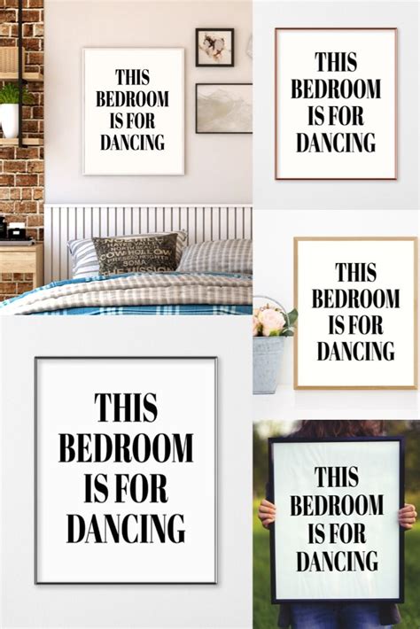 Funny Bedroom Signs Poster Quote Wall Art - This Bedroom Is For Dancing - Family Typography ...