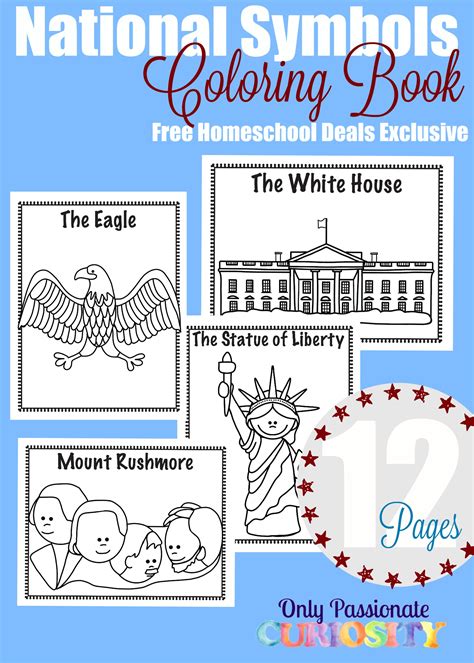 FREE NATIONAL SYMBOLS COLORING BOOK (Instant Download) - coloring pages of american symbols - 实验室设备网