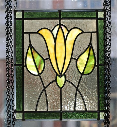 Yellow Flower Stained Glass Panel | Stained glass panels, Faux stained glass, Stained glass