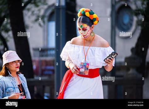 Mexico City, Mexico - October 22, 2022. Preparations for Catrina parade ...