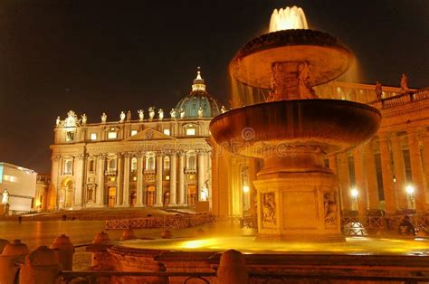 St. Peter S Square and Basilica at Night Editorial Photo - Image of basilica, fountain: 36190881