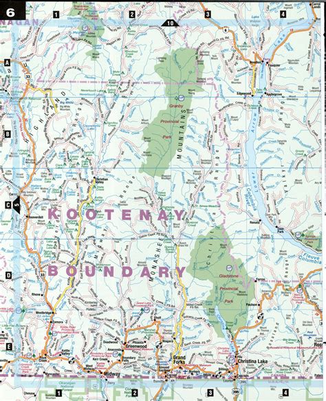 Kootenay Boundary map BC. Printable map Central Kootenay pdf jpg