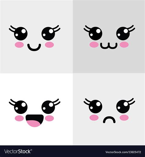 Kawaii eyes happy and angry icon Royalty Free Vector Image