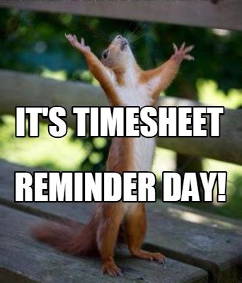 Meme Creator - Funny It's timesheet reminder day! Meme Generator at MemeCreator.org!