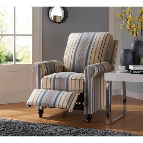 ProLounger Blue Stripe Push Back Recliner Chair (Blue Stripe), Size Standard (Cotton) | Recliner ...