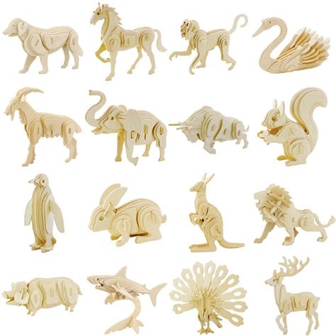 3D Wood Puzzles for Children Animal and Vehicle Puzzles Wood Toys for ...