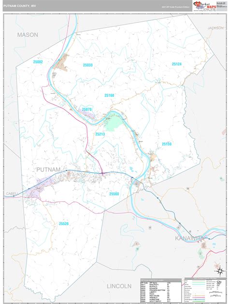 Putnam County, WV Wall Map Premium Style by MarketMAPS - MapSales