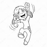 Coloring Page Outline Of A Cartoon Jumping Girl Stock Vector Image By  sketch template