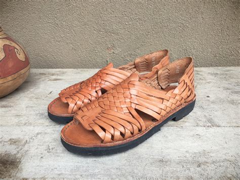 Vintage Mexican huarache sandals Women's Size 9.5 tanned leather boho ...