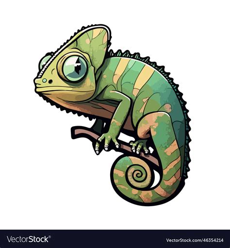 Cute chameleon cartoon style Royalty Free Vector Image