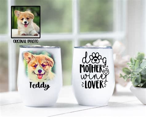 Personalized Dog Wine Glass Dog Mom Gift Travel Wine Tumbler Dog ...