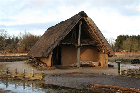 Replica of a Neolithic house near Borger, Netherlands. This is the sort of house the dolmen ...