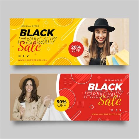 Free Vector | Black friday banners with photo in flat design