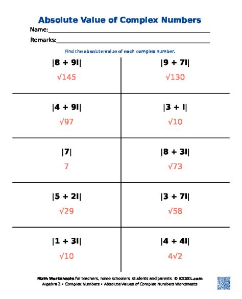 Free Complex Nunbers of Algebra 2 worksheets for homeschoolers, students, parents and teachers