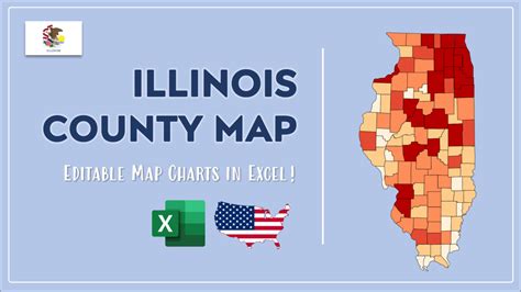 Illinois County Map and Population List in Excel