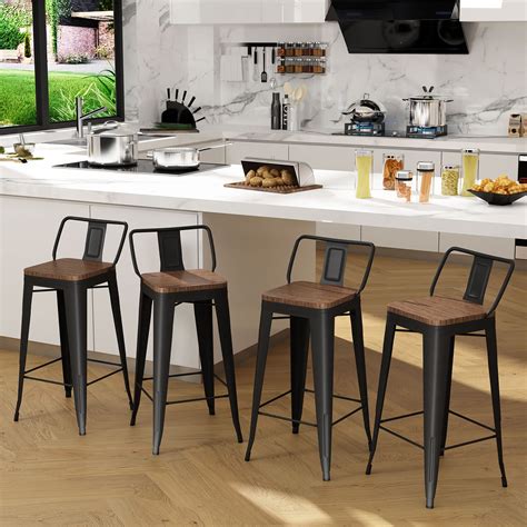 Buy Andeworld Metal Bar Stools Set of 4 Kitchen Counter Stools Bristro ...