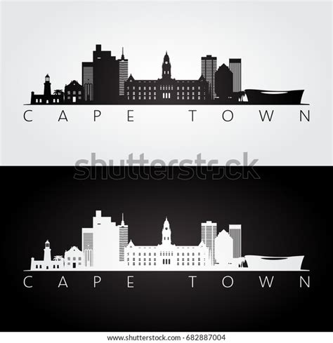 Cape Town Skyline Landmarks Silhouette Black Stock Vector (Royalty Free ...