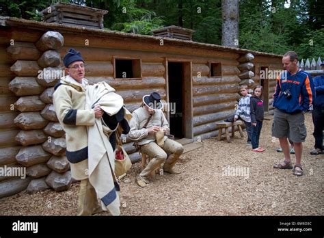 Historical reenactment at Fort Clatsop National Memorial near Astoria ...