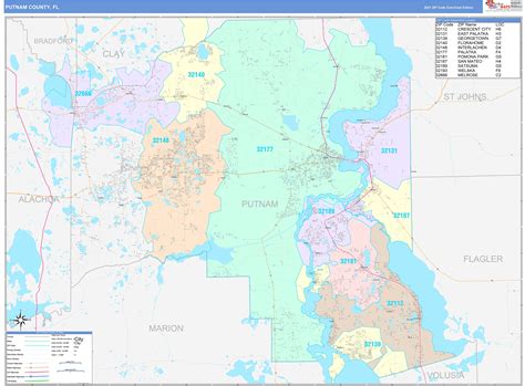 Putnam County, FL Wall Map Color Cast Style by MarketMAPS - MapSales.com