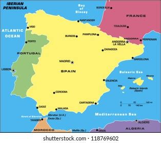 Physical Map Of Europe Iberian Peninsula