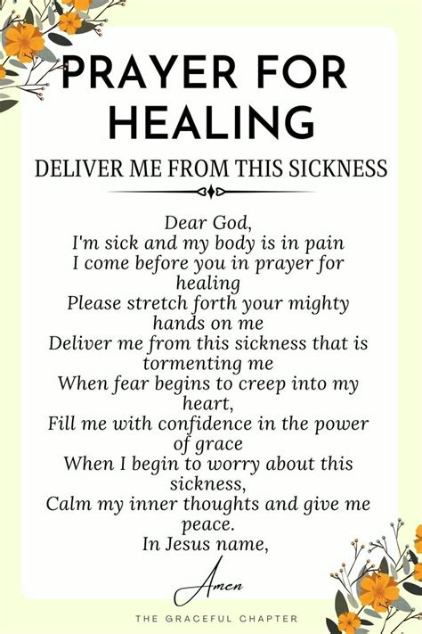 Healing Prayer - Deliver me from this sickness | Short prayer for healing, Healing prayer quotes ...