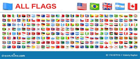 All World Flags - Vector Tag Label Flat Icons. 2020 Versions of Flags Stock Photo - Image of ...