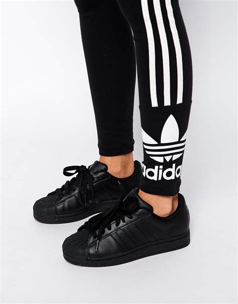 Adidas Originals 3 Stripe Leggings in Black | Lyst