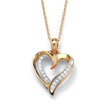 1/10 TCW Round Diamond Heart Pendant Necklace in 10k Gold 18" at PalmBeach Jewelry