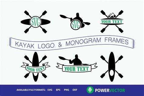 Kayak Logo Template & Monogram Frames - Svg, Dxf, Eps, Png