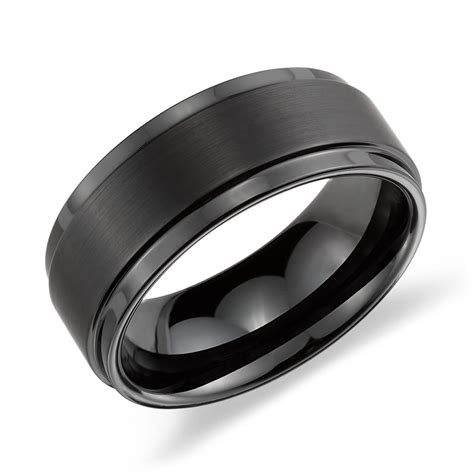 Brushed and Polished Comfort Fit Wedding Ring in Black Tungsten Carbide ...