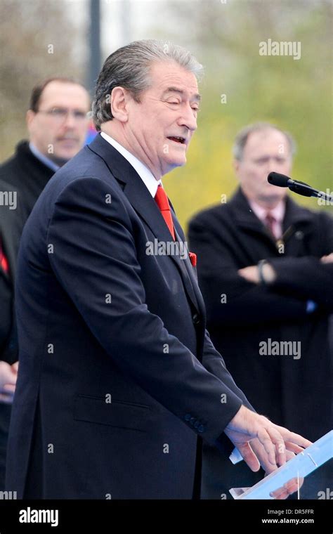 Albanian Prime Minister Sali Berisha attend a ceremony to mark the ...