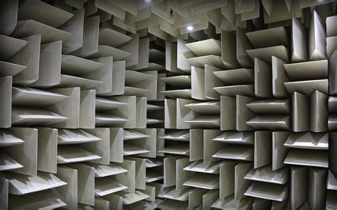 An example of an anechoic chamber which is designed to absorb all sound ...