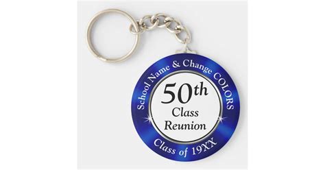 Personalized 50th Class Reunion Souvenirs, Blue Keychain | Zazzle