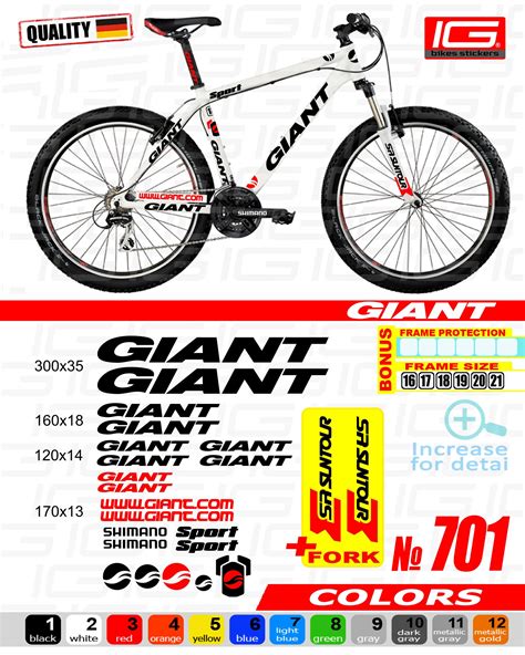 GIANT Bike Stickers Set ALL COLORS Available fork - Etsy | Bike stickers, Giant bikes, Sticker set