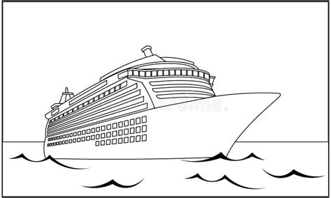 Drawing Cruise Ship. Image Stock for Coloring Book Stock Vector ...