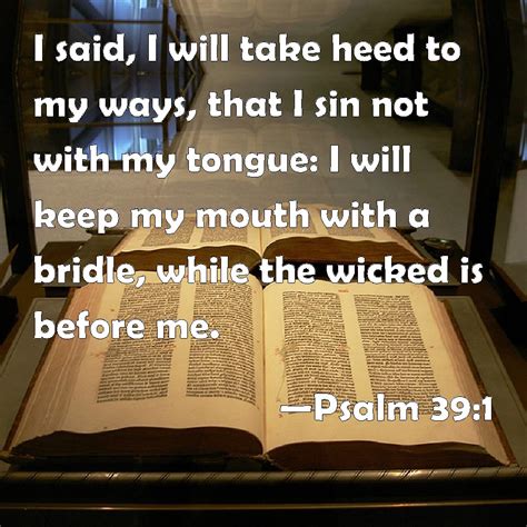 Psalm 39:1 I said, I will take heed to my ways, that I sin not with my tongue: I will keep my ...