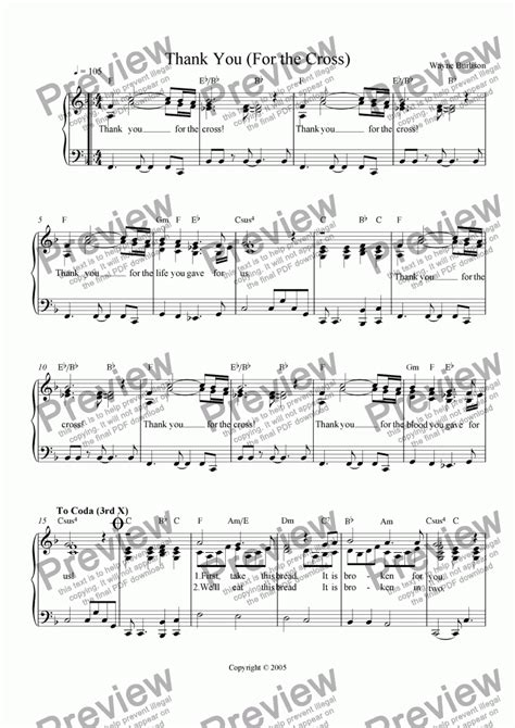 Thank You (For the Cross) - Download Sheet Music PDF file