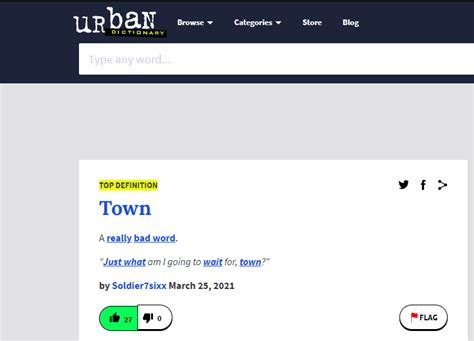 Someone actually updated the definition of "town" on urban dictionary ...